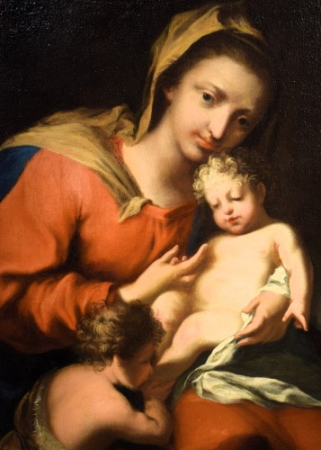 XVIIIe siècle - Vierge à l'Enfant avec le petit Saint Jean - Atelier Jacopo AmigonI (1682-1752)